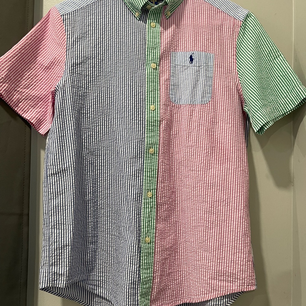 Polo Ralph Lauren Pink, Green, and Blue Striped Shirt